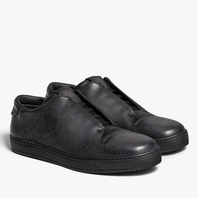 Playtime Scritto Venezia Softy Calf Leather Sneaker Slip-On, NERO GRIGIO, hi-res 4