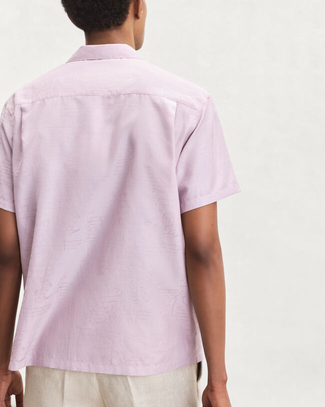 Scritto Pattern Short-Sleeves Shirt, Antique Rose, hi-res