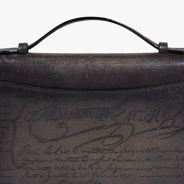 Itauba Wide Gradiant Zipped Pouch In Scritto Leather, GREY FLANEL, hi-res 6