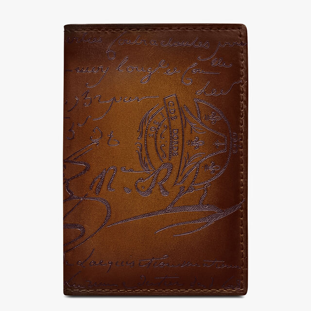 Jagua Scritto Leather Card Holder, CACAO INTENSO, hi-res 1