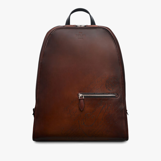 Sac A Dos Working Day En Cuir Scritto, CACAO INTENSO, hi-res 1