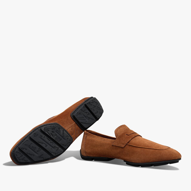 Lorenzo Drive Scritto Camoscio Calf Leather Loafer, OCHER, hi-res 4