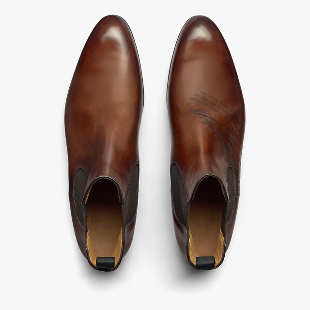 Cursive Galet Scritto Leather Boot, EBANO, hi-res 3