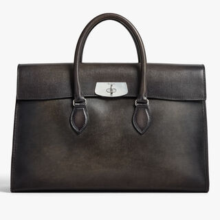 E'Mio Briefcase In Leather, GREY FLANEL, hi-res