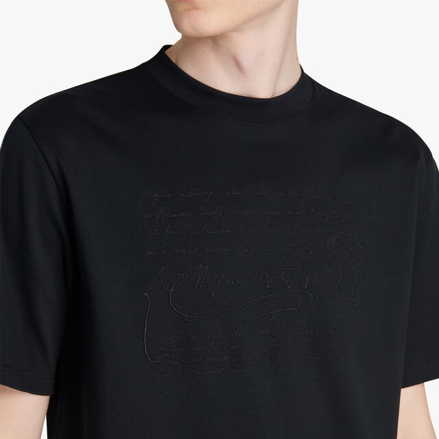 자수 스크리토 T-셔츠, NOIR, hi-res 5