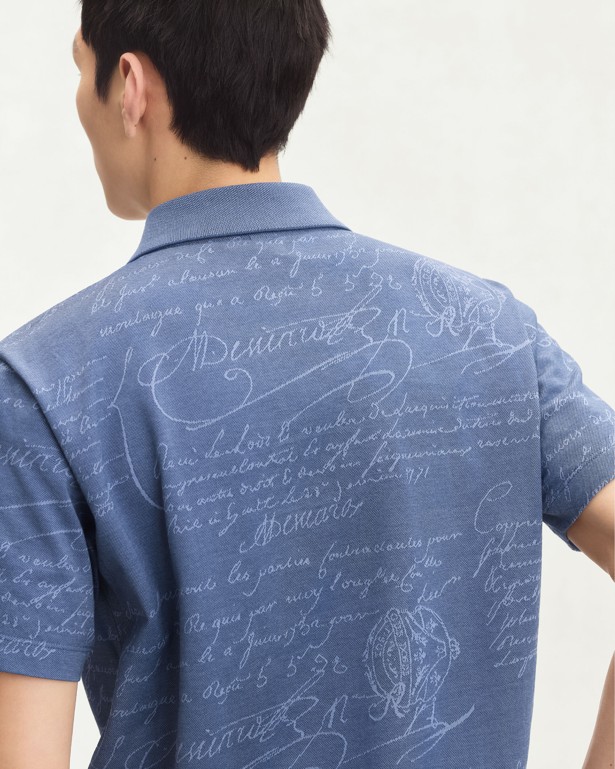 Scritto Pattern Piqué Polo, Nile Blue, hi-res