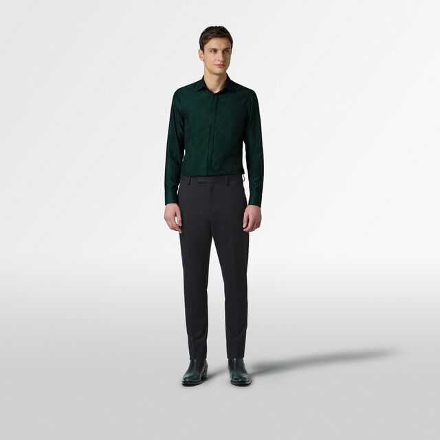 Andy Cotton Silk Scritto Shirt, FIR GREEN, hi-res 4