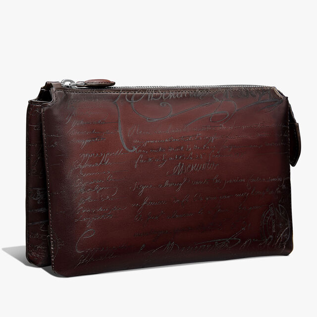 Tersio Scritto Leather Pouch, LEGNO BRUCIATO, hi-res 2