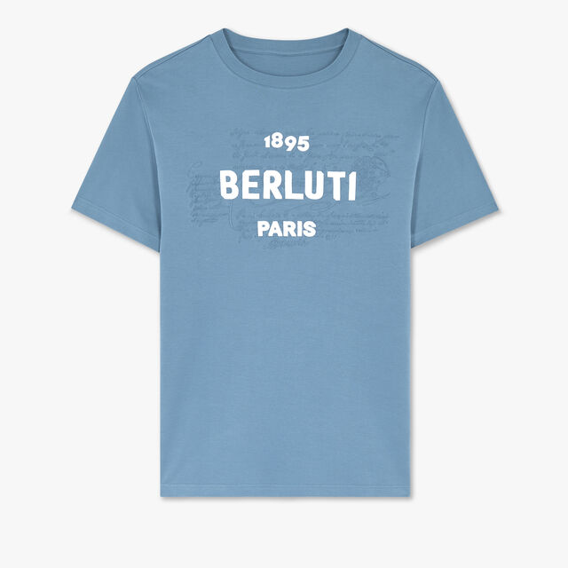 T-Shirt À Logo Et Broderie Scritto, STORM BLUE, hi-res 1