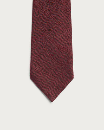 Scritto Pattern Herringbone Tie, Nero Bordo, hi-res