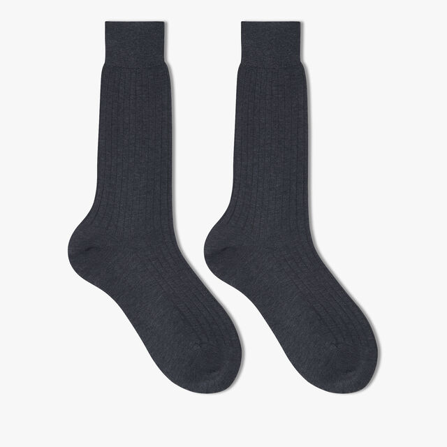 Cotton Ribbed Socks, ANTHRACITE, hi-res 1