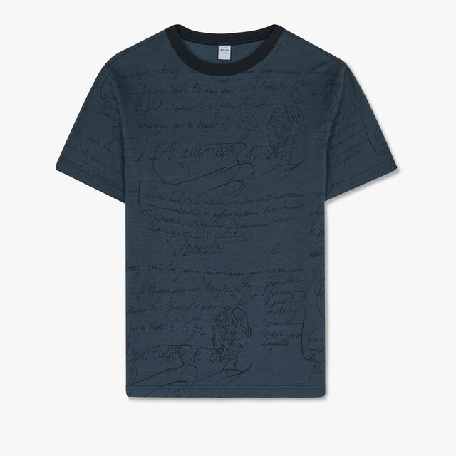 All Over Scritto Jacquard T-Shirt, DUSTY BLUE, hi-res 1