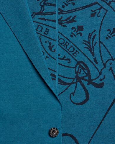 Double Face Knitted Jacket with Leather Detail, Nile Blue, hi-res