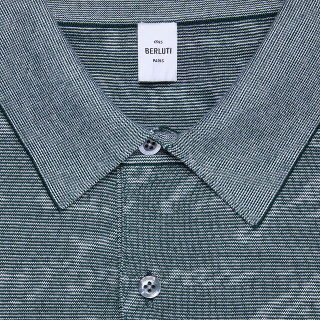 Light Scritto Wool Short-Sleeves Polo, DARK GREEN, hi-res 5