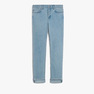Slim Fit Denim Trousers, LIGHT BLUE, hi-res