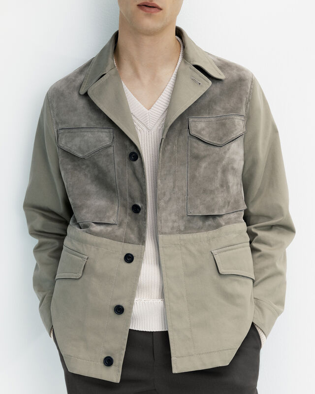 Two-Materials Field Jacket, WARM TAUPE, hi-res 2