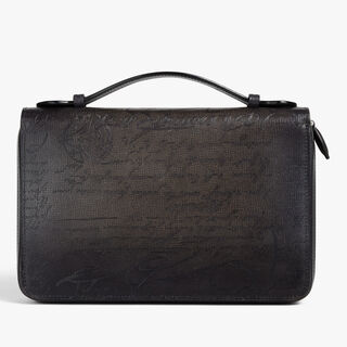 Itauba Wide Gradiant Zipped Pouch In Scritto Leather, GREY FLANEL, hi-res