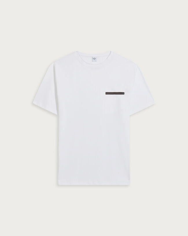 Leather Tab Pocket T-shirt, Blanc Optique, hi-res