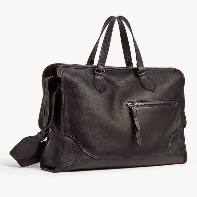 Un Jour Briefcase In Leather, DARK BROWN, hi-res 5