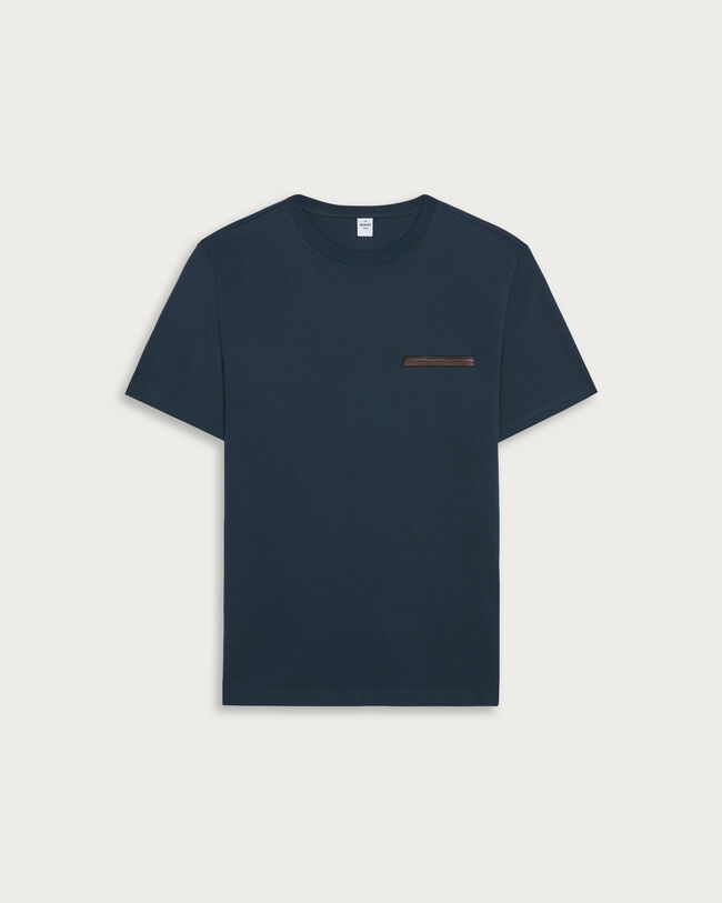 Leather Tab Pocket T-shirt, Marine, hi-res