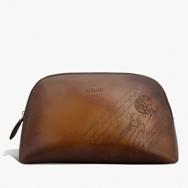 Pochette Toujours Soft Pouch En Cuir Scritto Swipe, CACAO INTENSO, hi-res 1