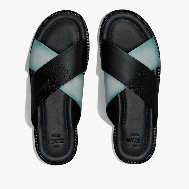 Sifnos Scritto Leather Sandal, BLACK+STONE DENIM, hi-res 3