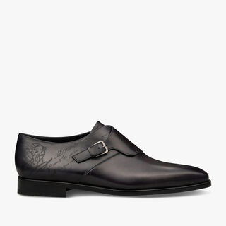 Scars Démesure Scritto Leather Monk Shoe, NERO GRIGIO, hi-res