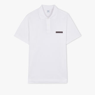 Classic Pique Leather Tab Polo, COTTON WHITE, hi-res