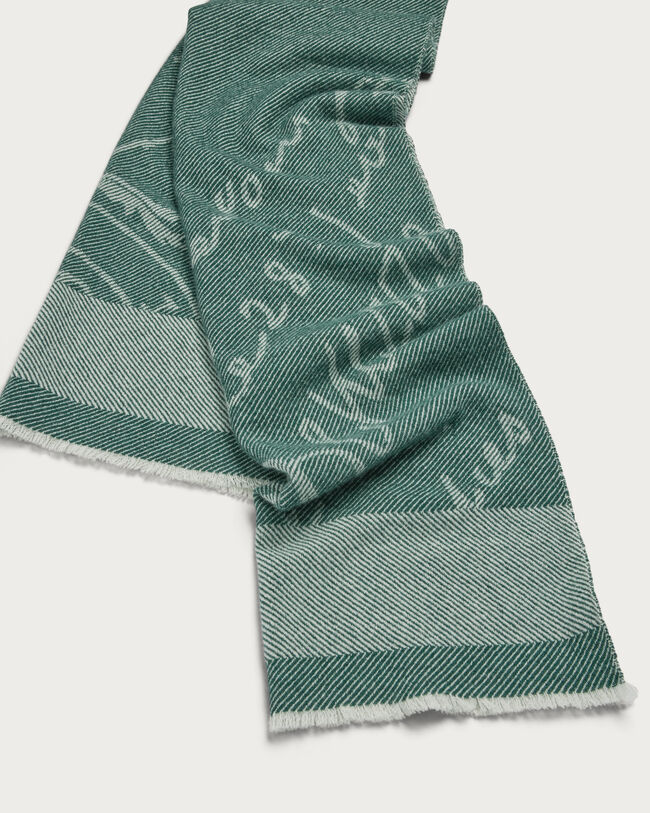 Scritto Pattern Scarf, Dark Green, hi-res