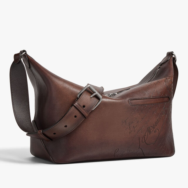 Toujours Soft Zipped Hobo Scritto Leather Messenger, SOFT BROWN, hi-res 6
