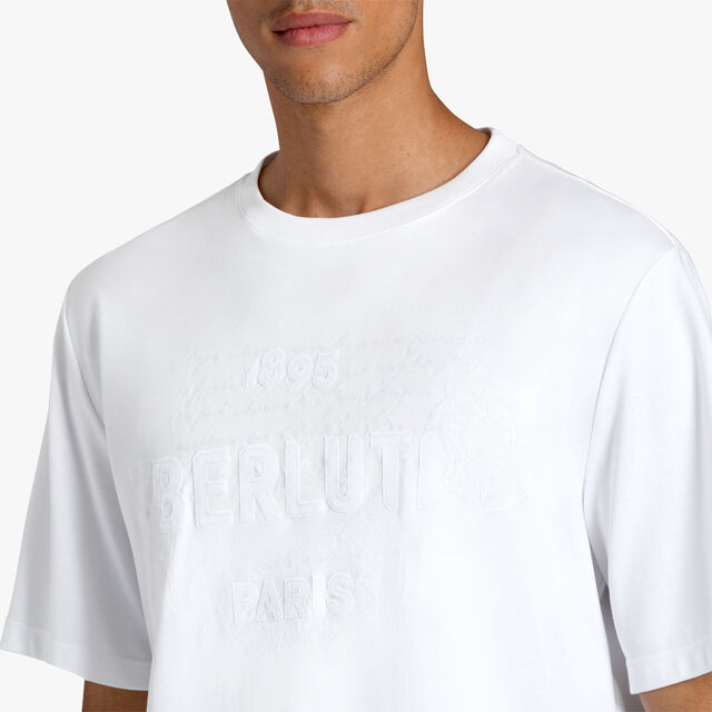 Embroidered Scritto and Logo T-shirt, BLANC OPTIQUE, hi-res 5