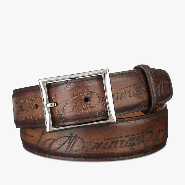 Classic Scritto leather 35 mm Belt, TOBACCO BIS, hi-res 1
