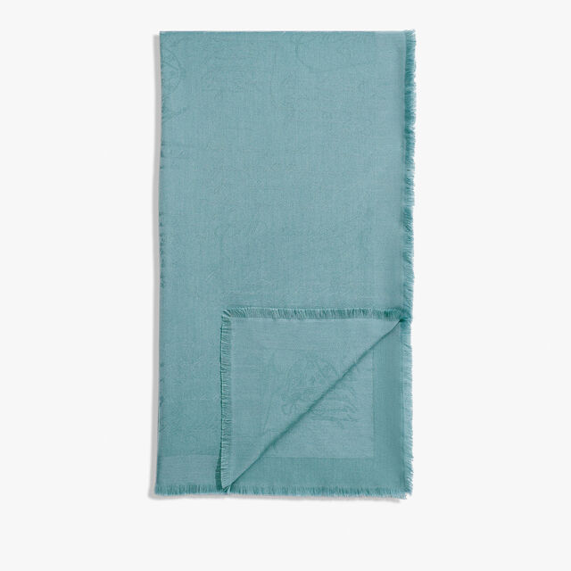 Wool & Silk Scritto Scarf, CELADON, hi-res 2