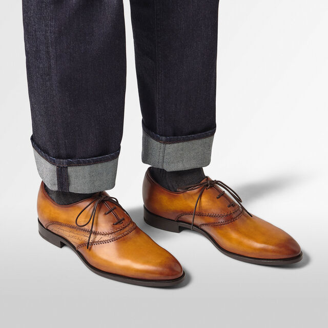 Rapiécé-Reprisé Scritto Leather Oxford, ICE GOLD, hi-res 7