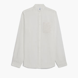Linen Officer Collar Shirt, WHITE, hi-res