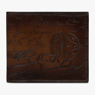 Makore Scritto Leather Compact Wallet, CACAO INTENSO, hi-res