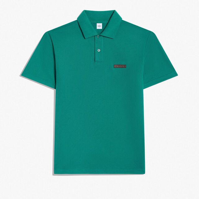 Classic Pique Leather Tab Polo, LEISURE VALLEY GREEN, hi-res 1