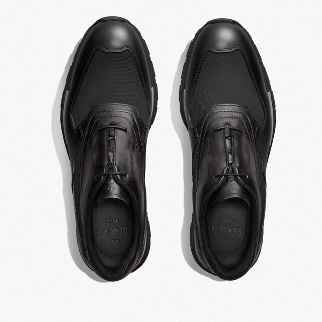 Fast Track Scritto Leather And Nylon Sneaker, NERO GRIGIO, hi-res 3