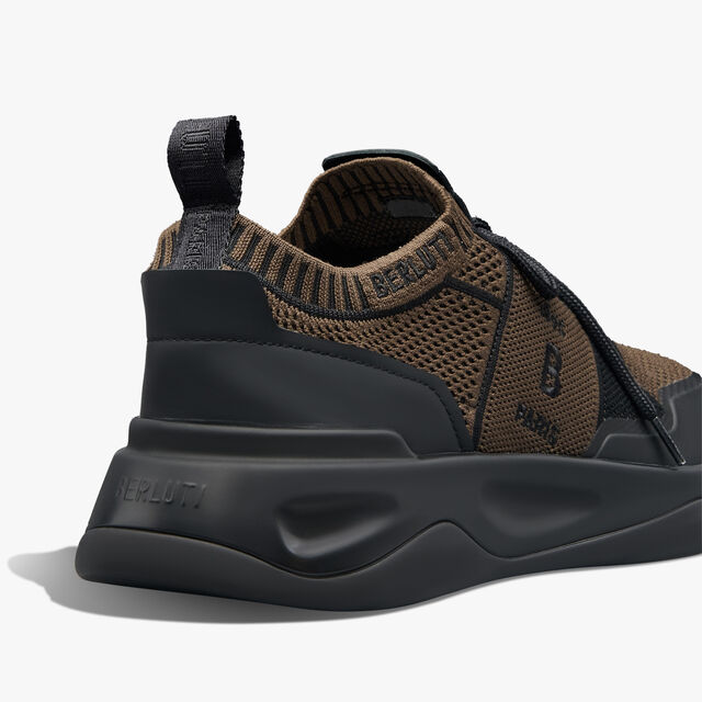 Shadow Rubber Coated Knit And Calf Leather Sneaker, BROWN/BLACK, hi-res 5