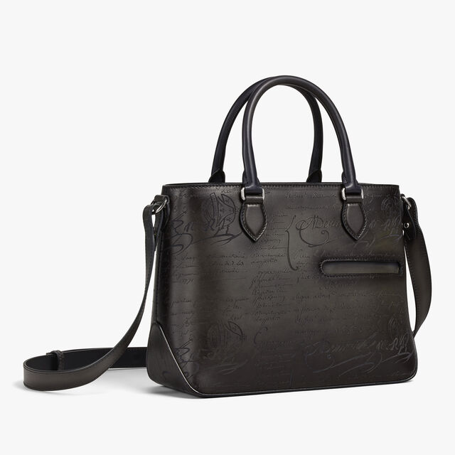 Toujours Xs Scritto Leather Tote Bag, NERO GRIGIO, hi-res 5