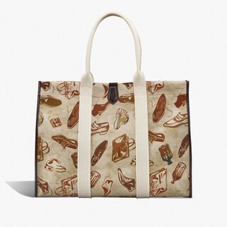 Open Tote XL Printed Fabric Tote Bag, BROWN + BEIGE, hi-res