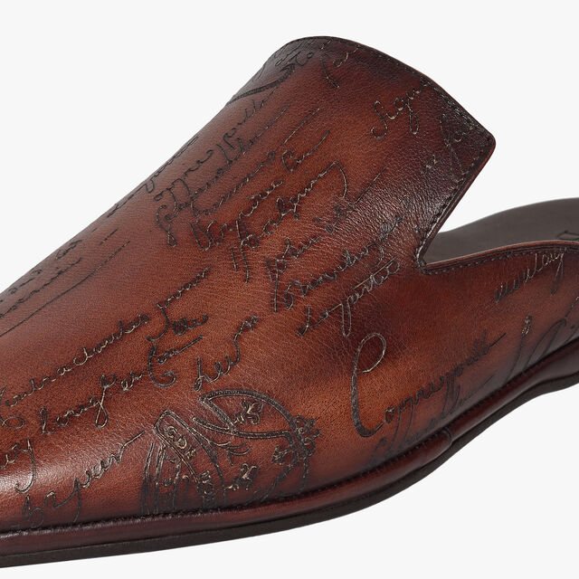 Cyrus Scritto Leather Slipper, TABACCO, hi-res 7