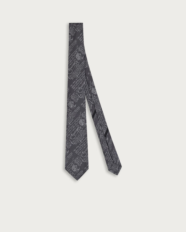 Classic Scritto Pattern Tie, Mysterious Grey, hi-res