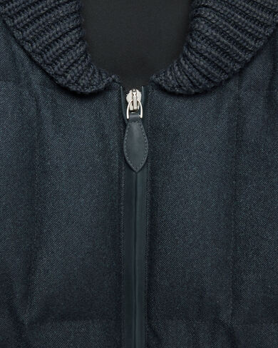 Puffer Gilet with Leather Details, Dark Lead, hi-res