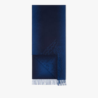 转色scritto图纹围巾, COLD NIGHT BLUE, hi-res