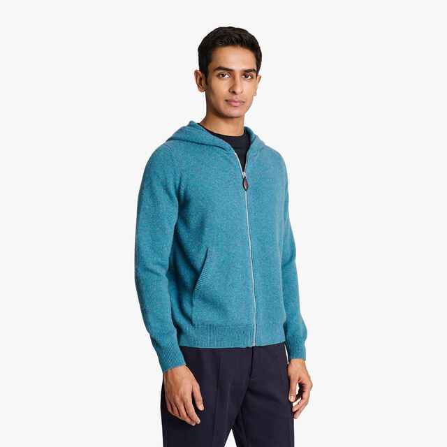 Andy Bar Cashmere Zip Up Hoodie, GREYISH TURQUOISE, hi-res 2