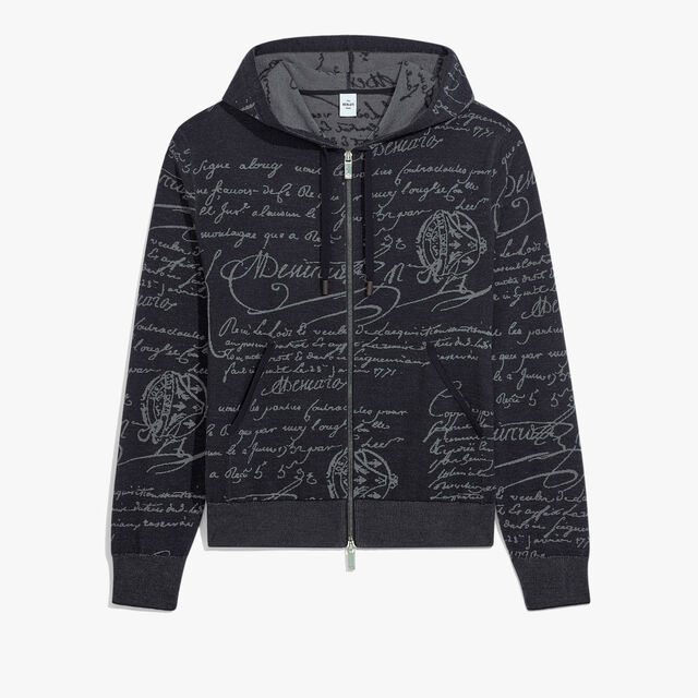 Classic Scritto Zip-Up Hoodie, NAVY/ GREY SCRITTO, hi-res 1