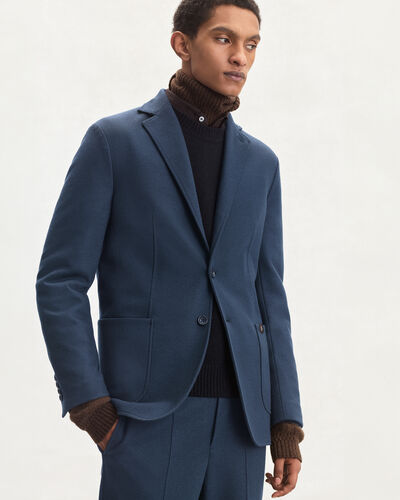 Jersey Jacket with Leather Detail, Midnight Blue, hi-res