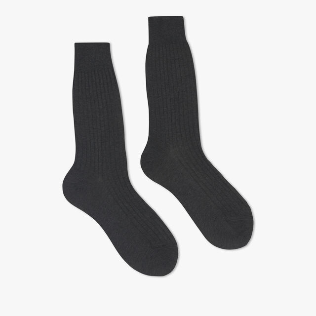 Cotton Ribbed Socks, CARBON GREY, hi-res 2
