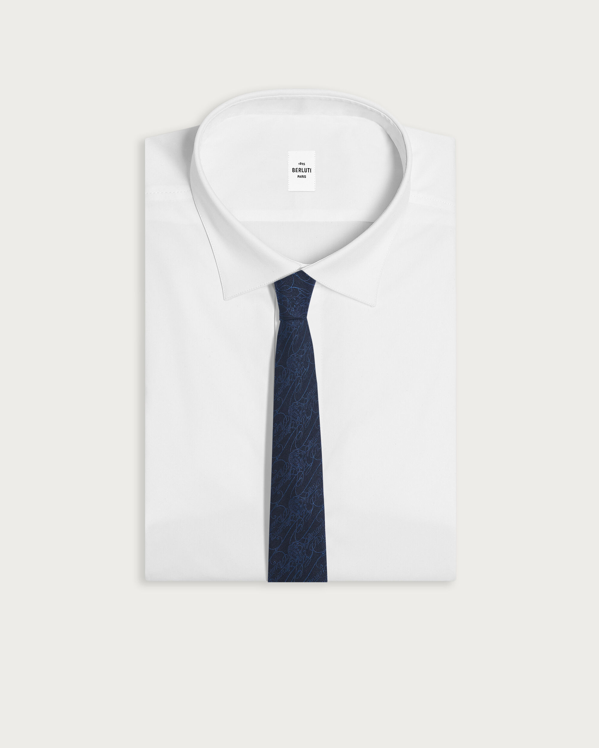 Herringbone Scritto Pattern Tie, Cold Night Blue, hi-res